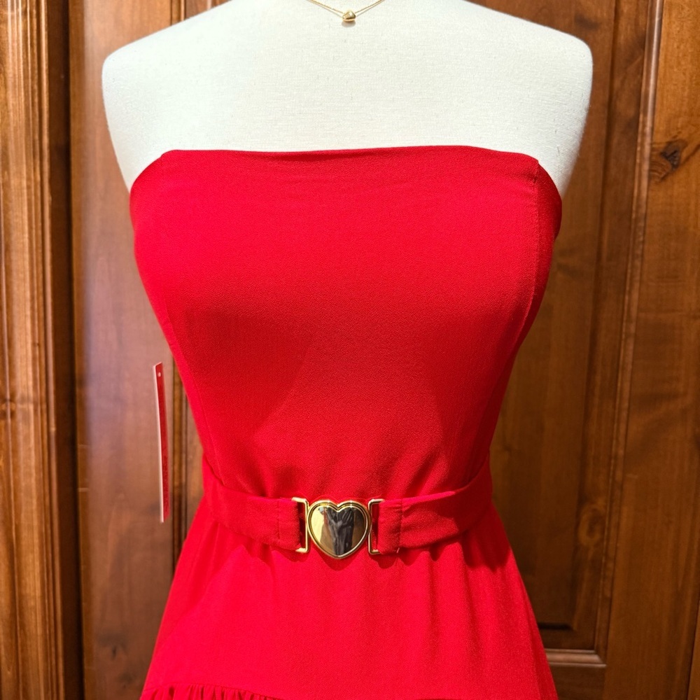 💋Anthropologie Hutch Strapless Red Maxi Dress size 6 - Picture 5 of 14